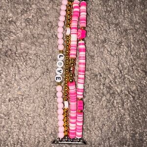 Pink and Gold Beaded Apple Watch band